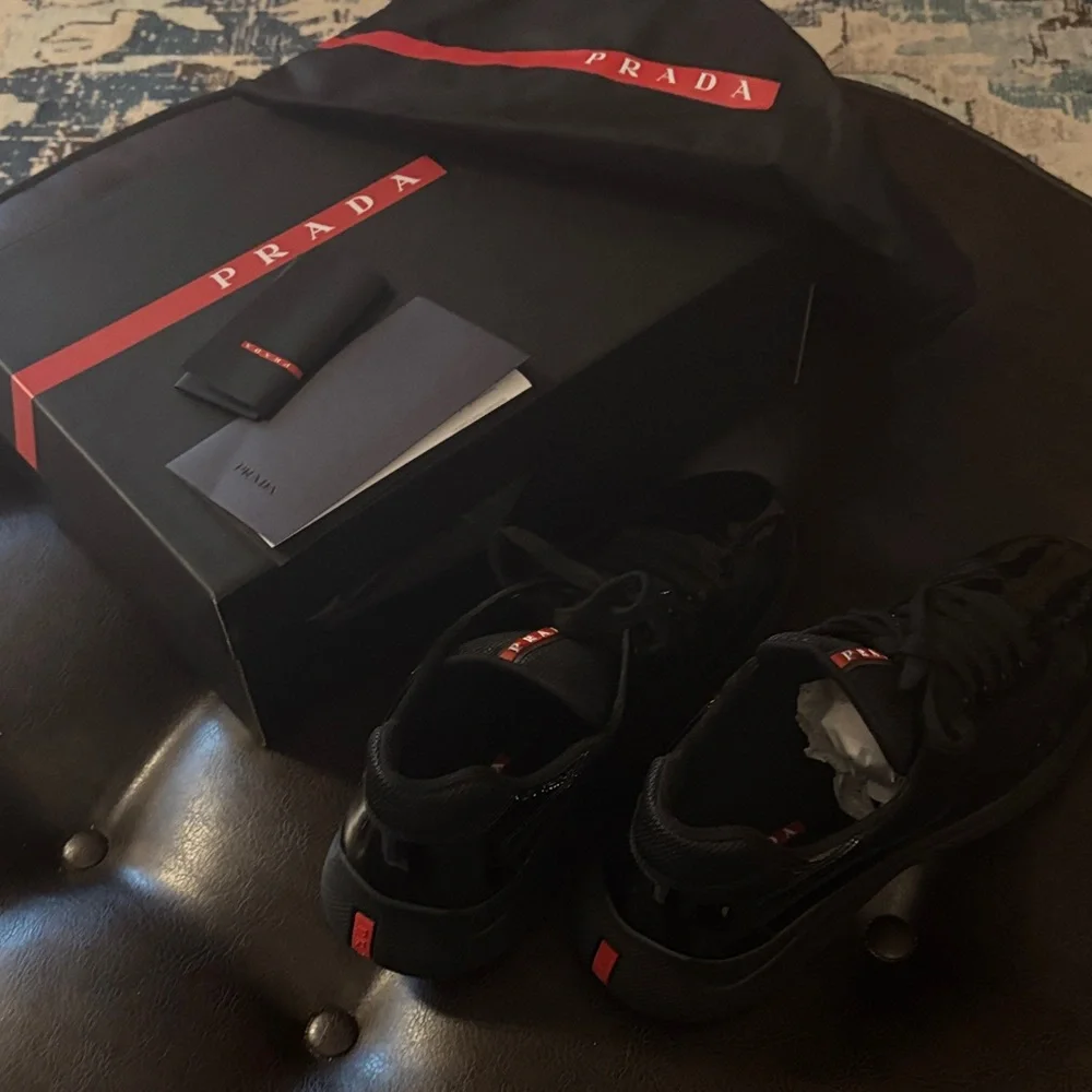 Prada Black and Red Sneakers Gently Used. Accepting All Offers! - Picture 2 of 15